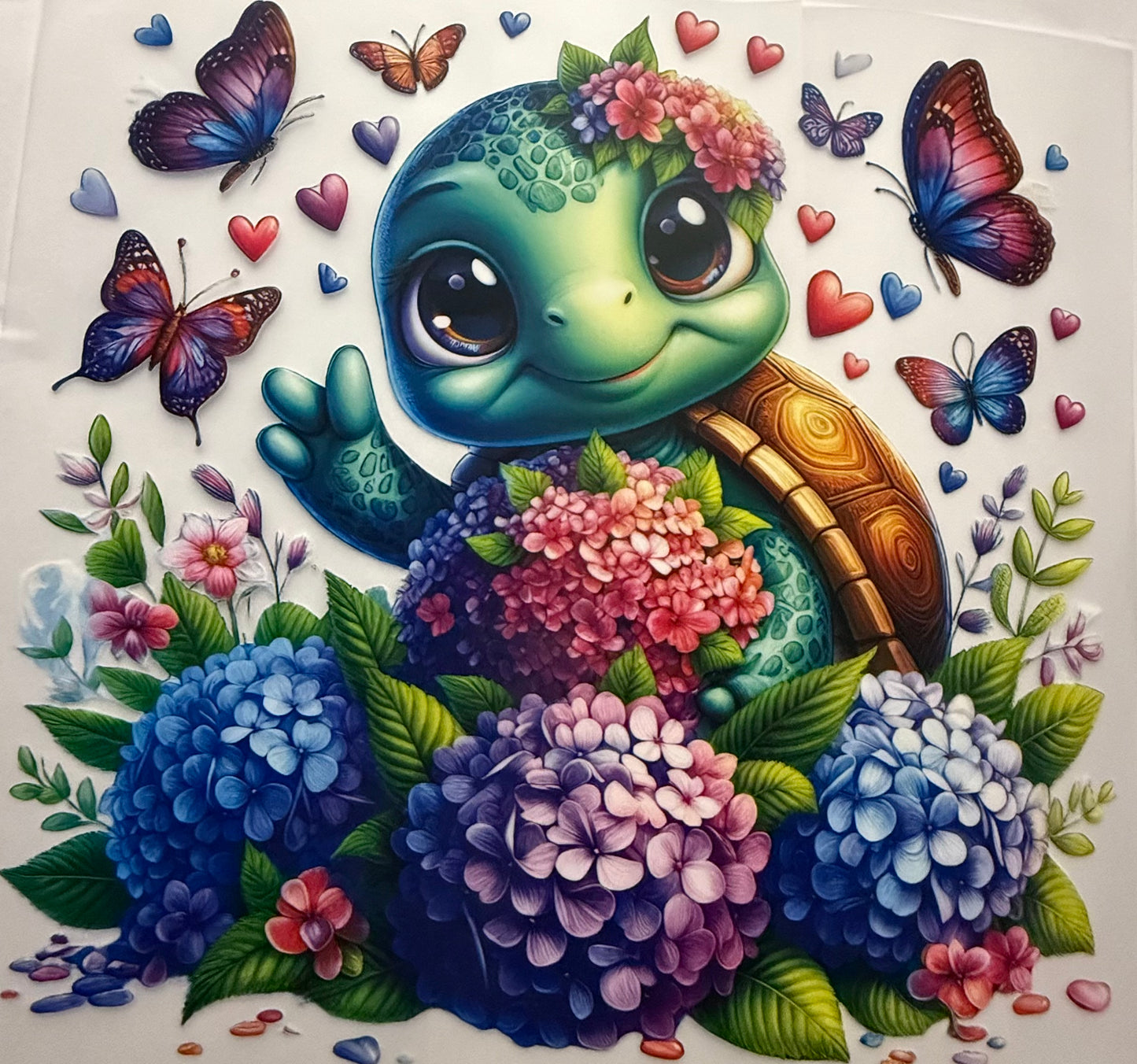 TURTLE WITH HYDRANGAS