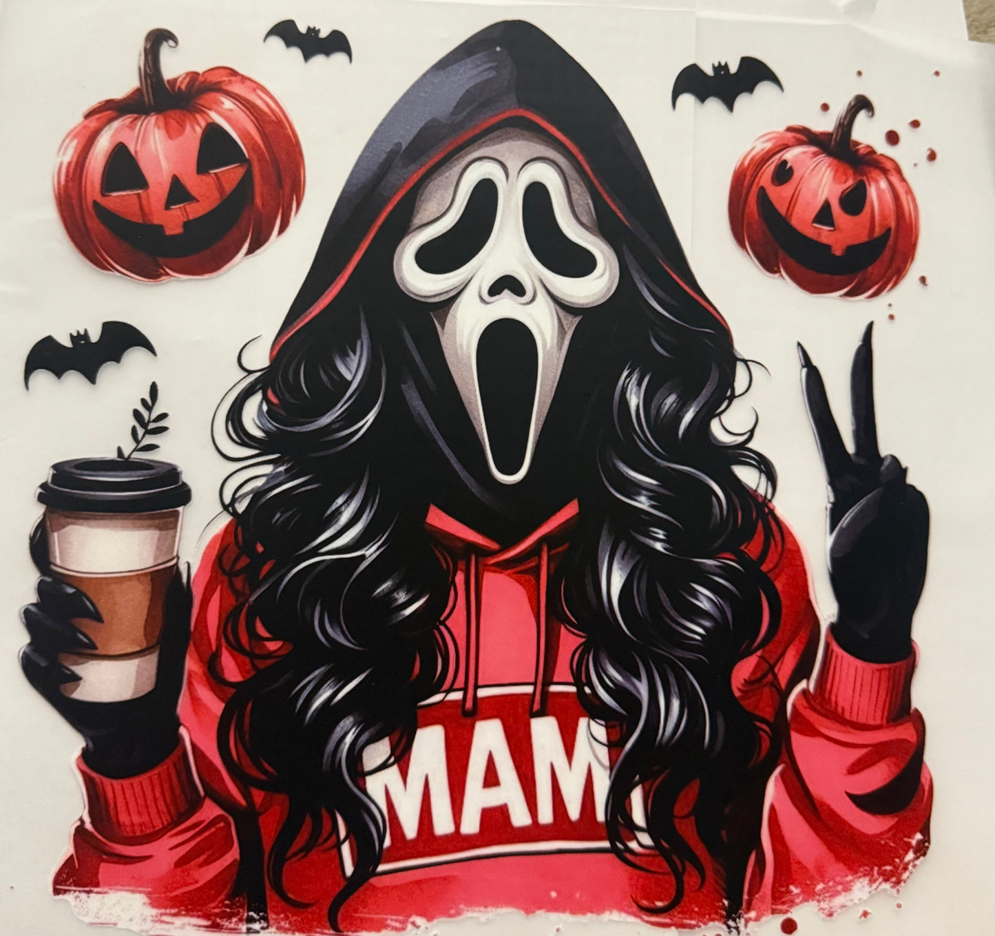 MAMA GHOST FACE TWO PUMPKINS