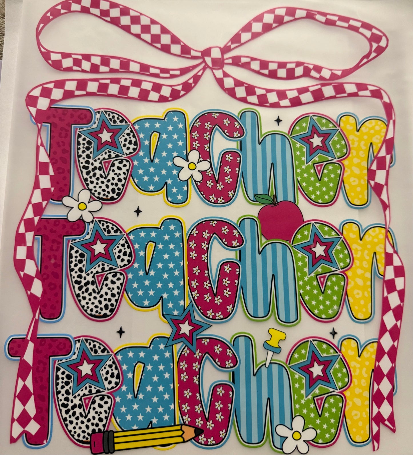 TEACHER CHECKERED BOW