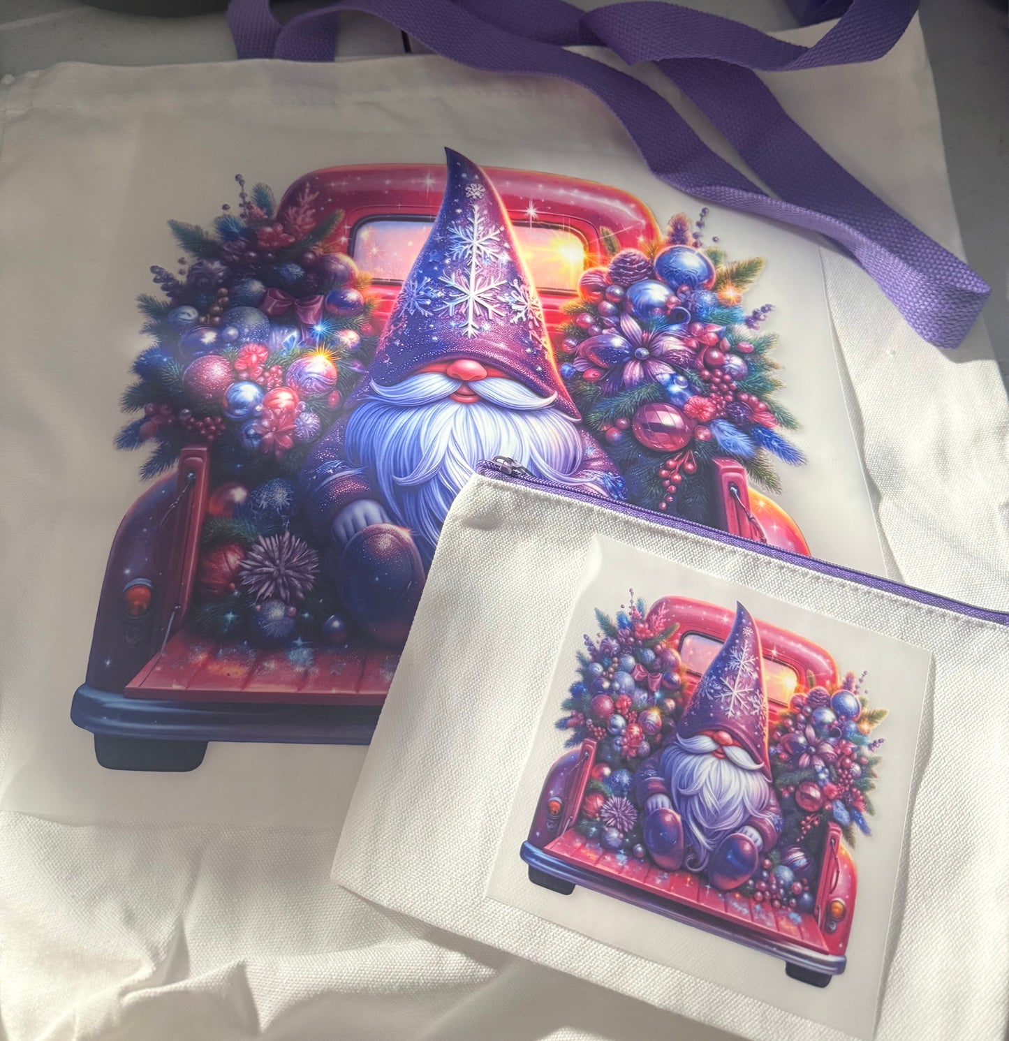 PURPLE GNOME IN PINK TRUCK