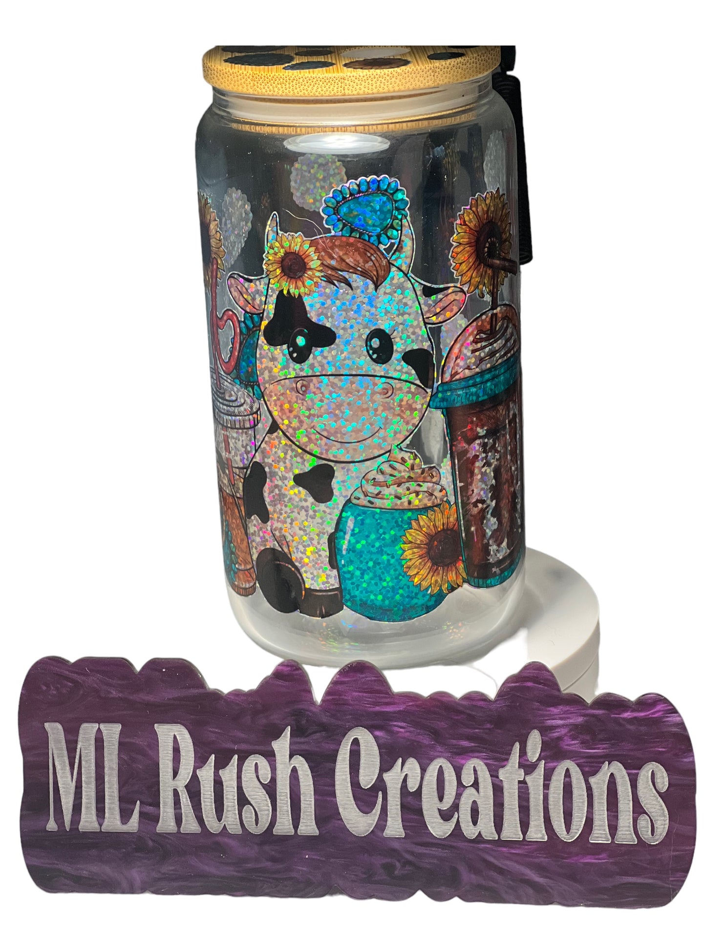 Cow glitter 16oz Libby