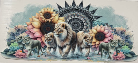 LIONS WITH FLOWERS