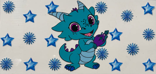 BLUE DINOSAUR WITH STARS