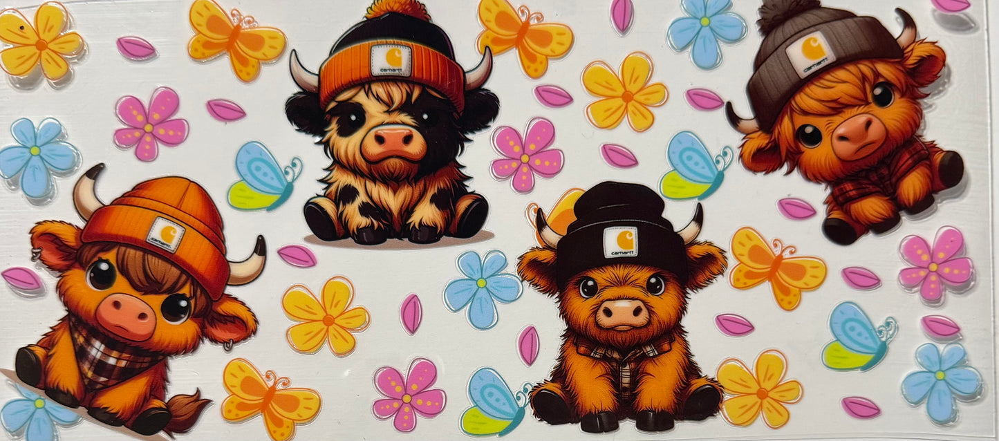 COWS WITH BEANIES AND FLOWERS