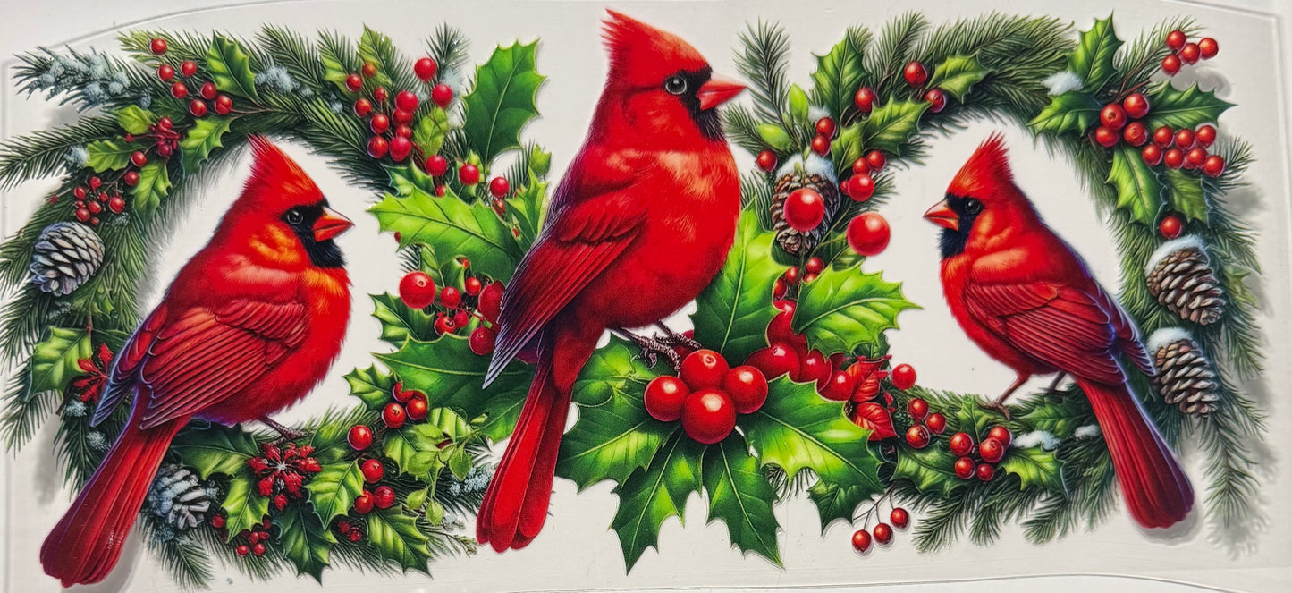 RED CARDNIALS WITH WREATHS