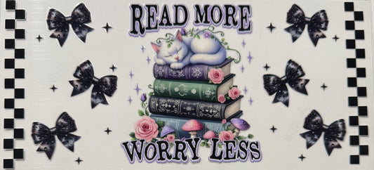 READ MORE WORRY LESS CHECKERED BOWS