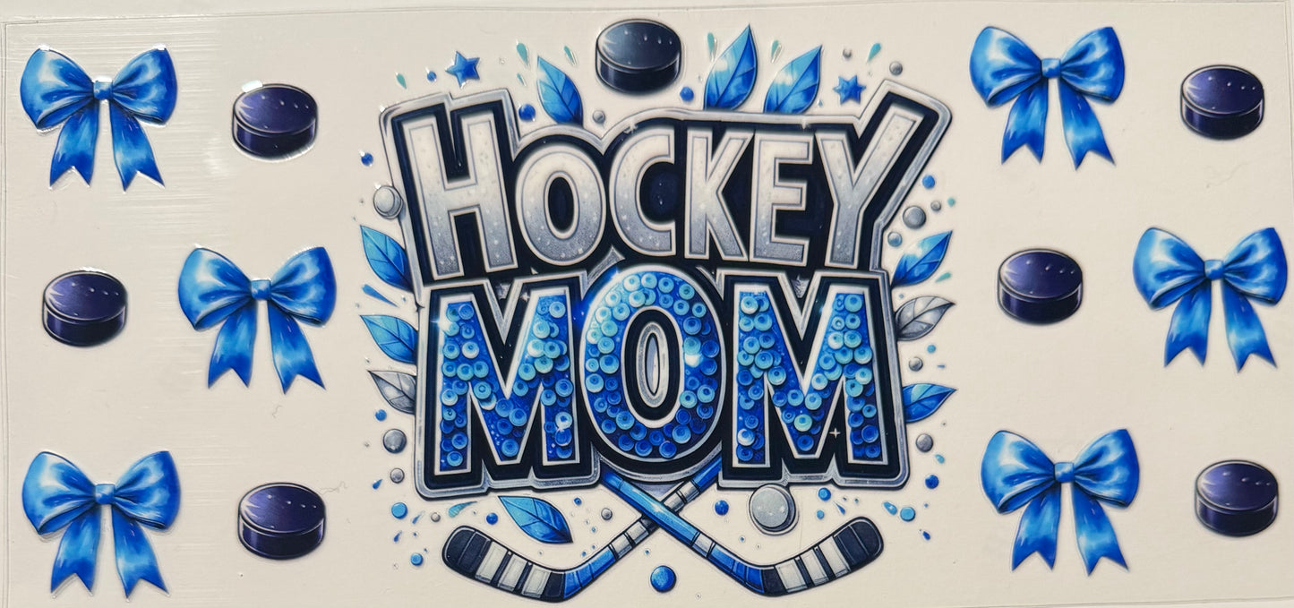 HOCKEY MOM  BLUE BOWS