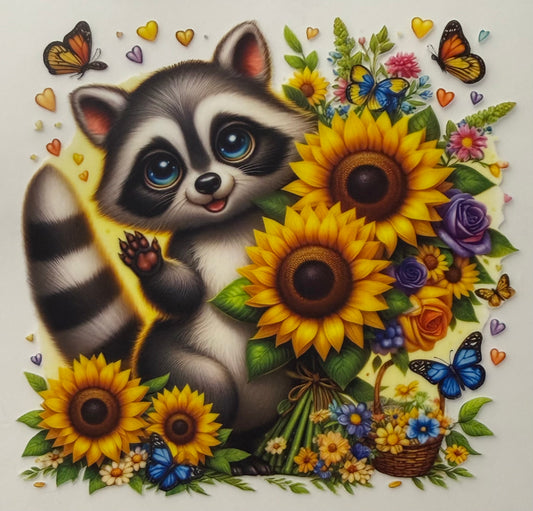 RACCOON SUNFLOWERS POCKET