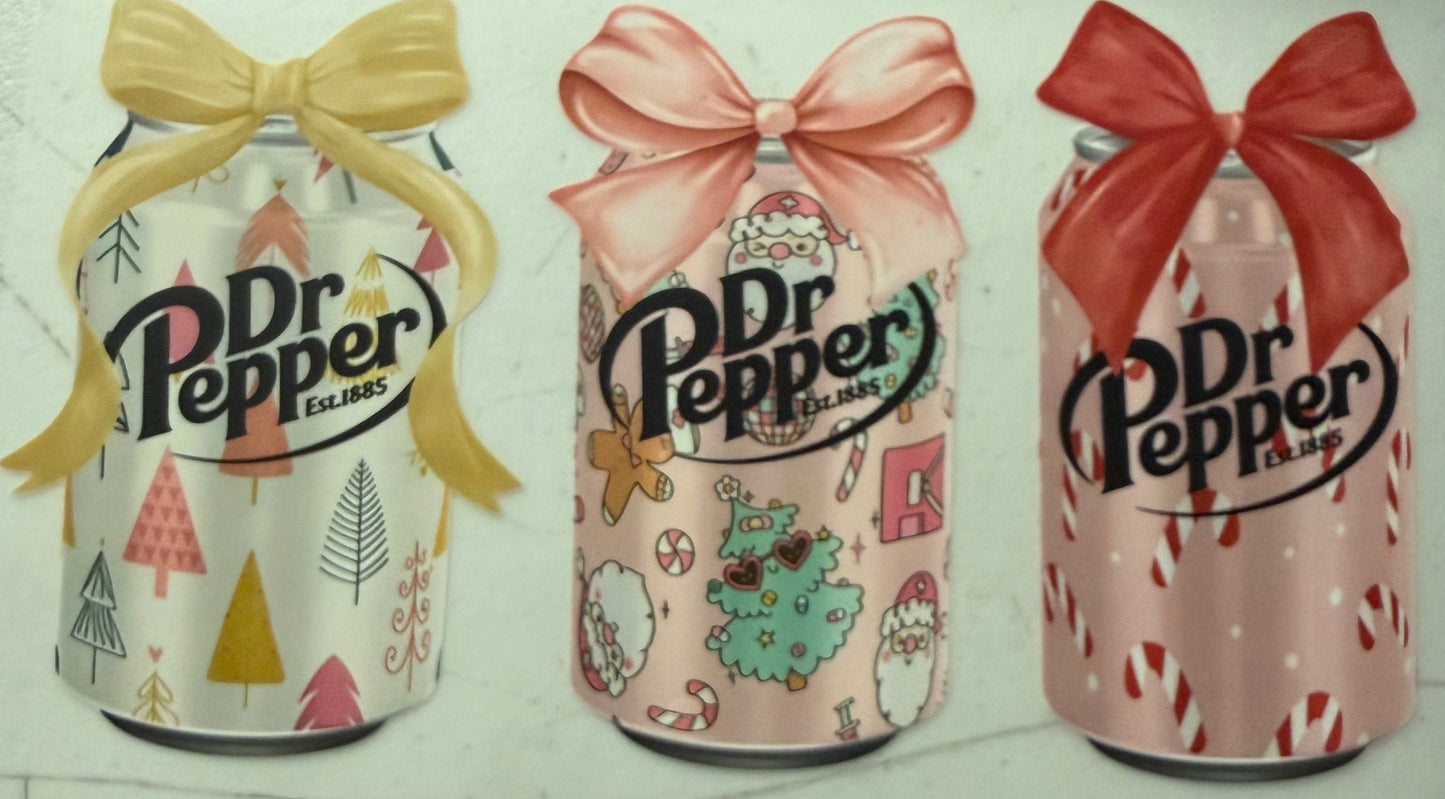 DR PEPPER CHRISTMAS CANS WITH BOWS