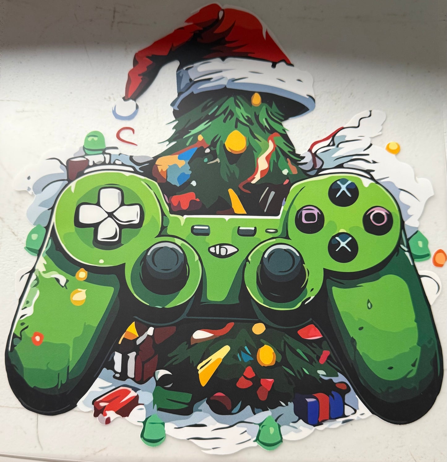 GREEN CONTROLLER WITH SANTA HAT