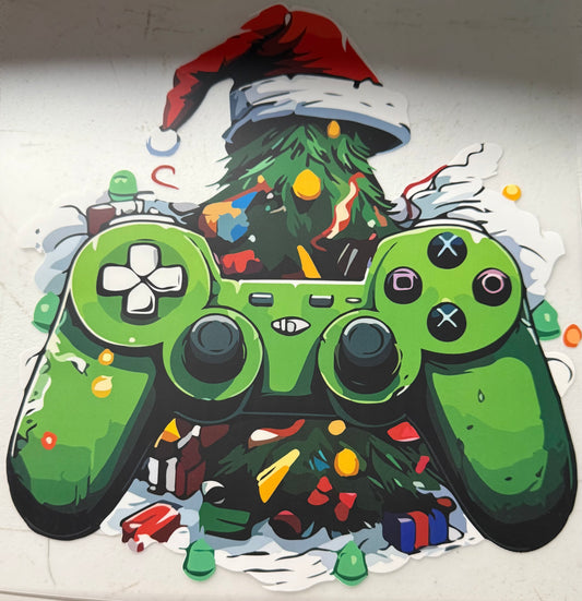 GREEN CONTROLLER WITH SANTA HAT