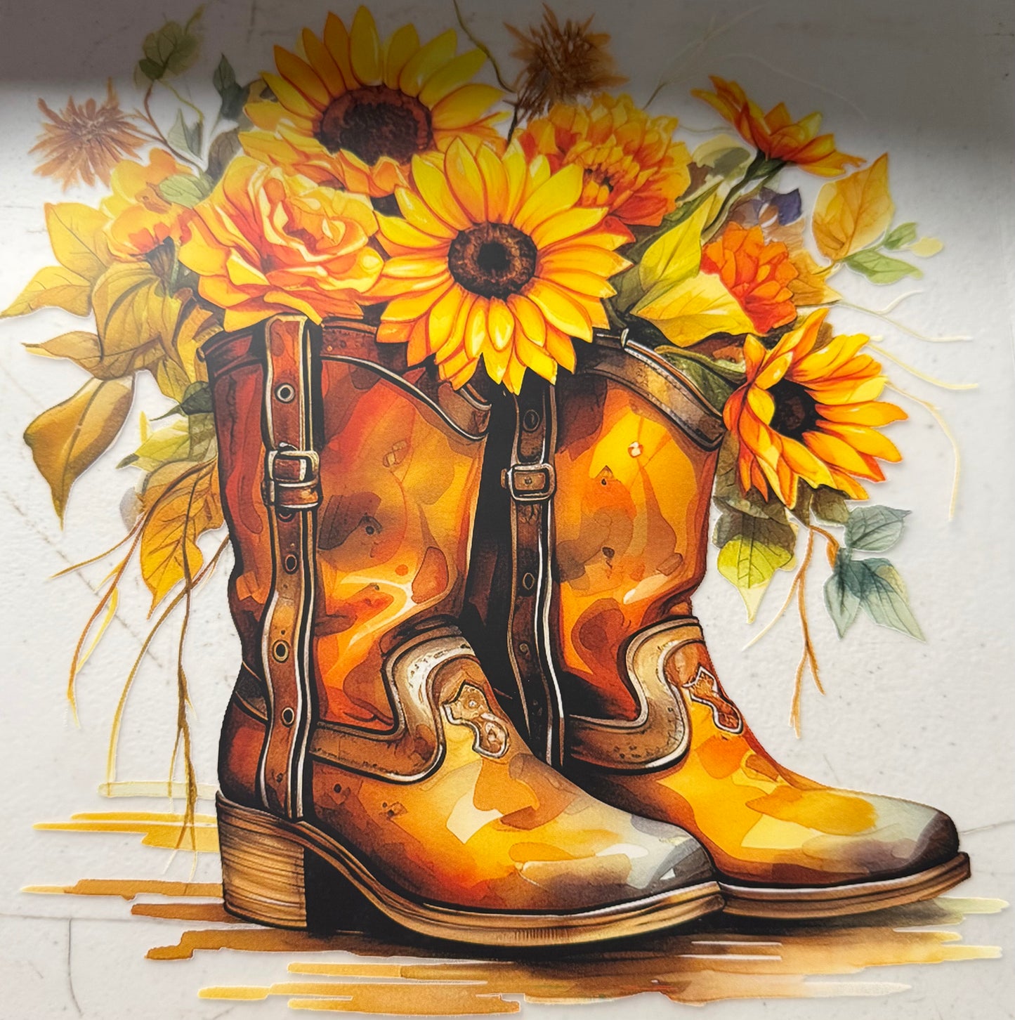 COWBOY BOOTS WITH SUNFLOWERS