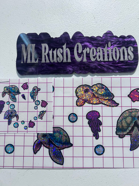 Turtle Glitter Vinyl With Lid