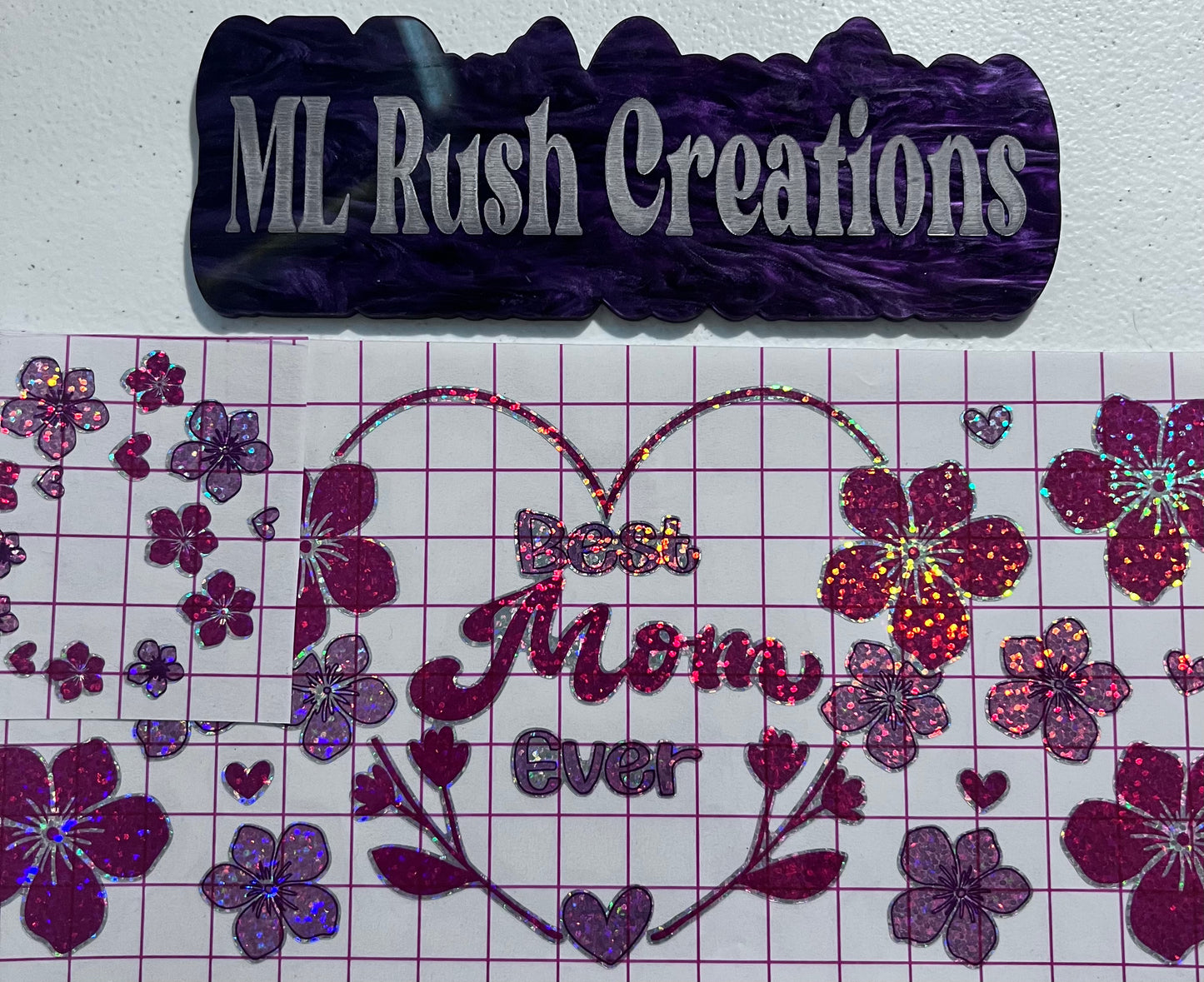 Best Mom Ever Heart Glitter With Lid Vinyl
