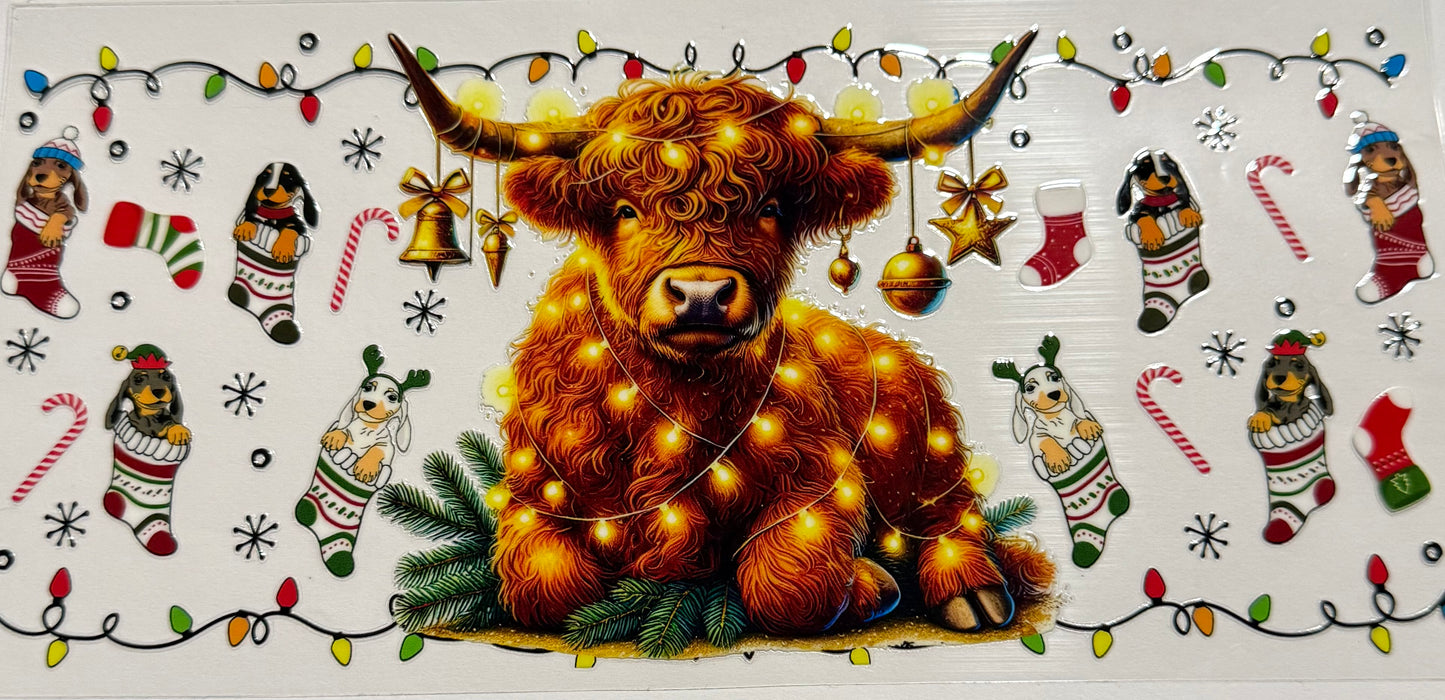 HYLAND COW LIGHTS DOGS IN STOCKINGS