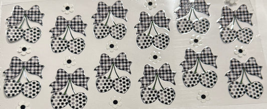 BLACK AND WHITE CHERRIES AND BOWS
