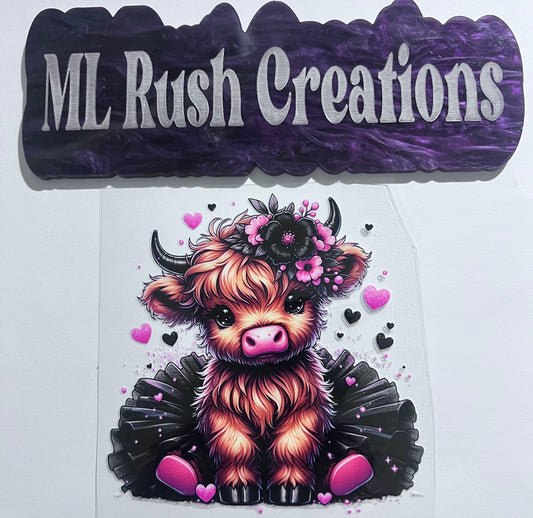 BLACK AND PINK TUTU BROWN BABY COW
