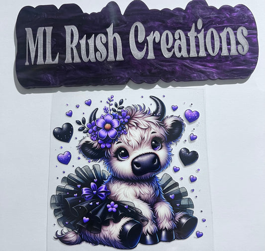 BLACK AND PURPLE TUTU WHITE BABY COW