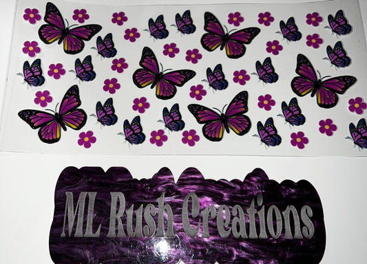 PINK PURPLE BUTTERFLIES FLOWERS