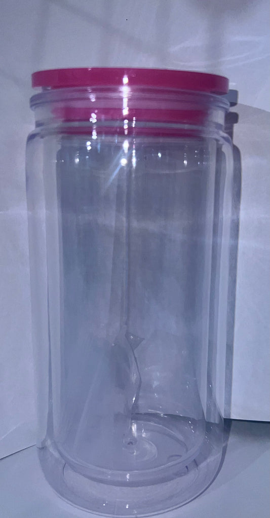 16oz Dark Pink Lid Acrylic Snow Globe
