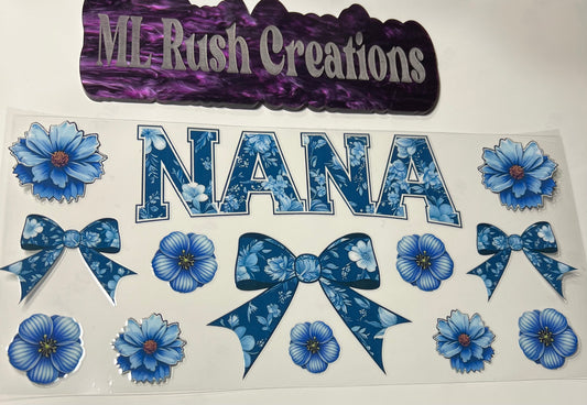 NANA" in Blue – Bows &Blooms Decal