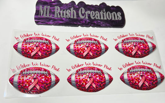 Pink Sparkly Footballs with Breast Cancer Ribbon Decal