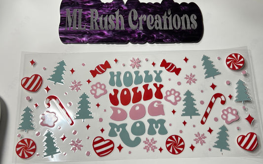 Holly Jolly Dog Mom Decal