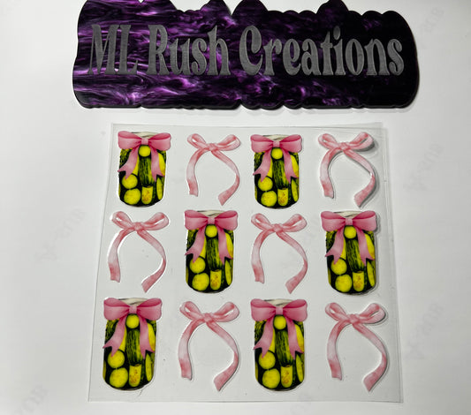 Pickle Jars with Pink Bows Decal