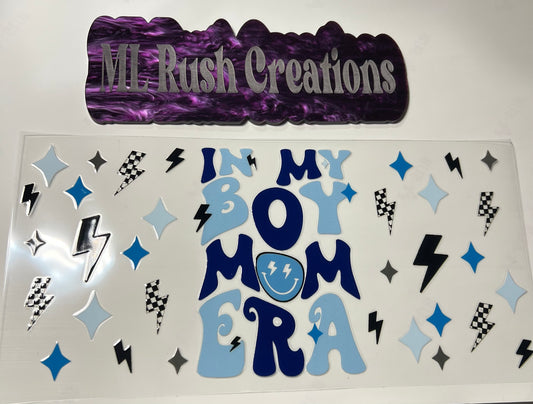 In My Boy Mom Era in Blue with Lightning Bolts& Decal