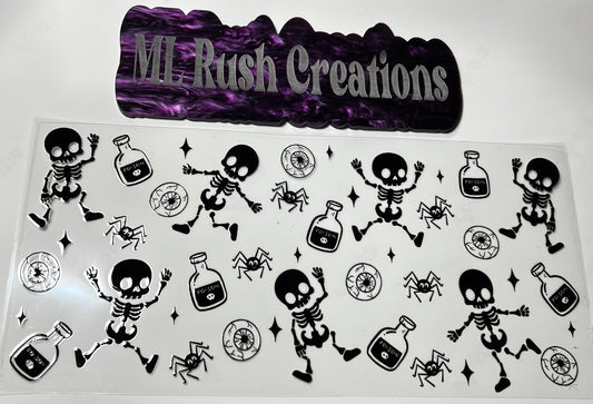 Black Skeletons with Halloween Decor Decal