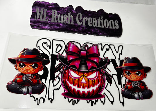 Scary Pumpkin with Little Freddy Krueger on the Side Decal