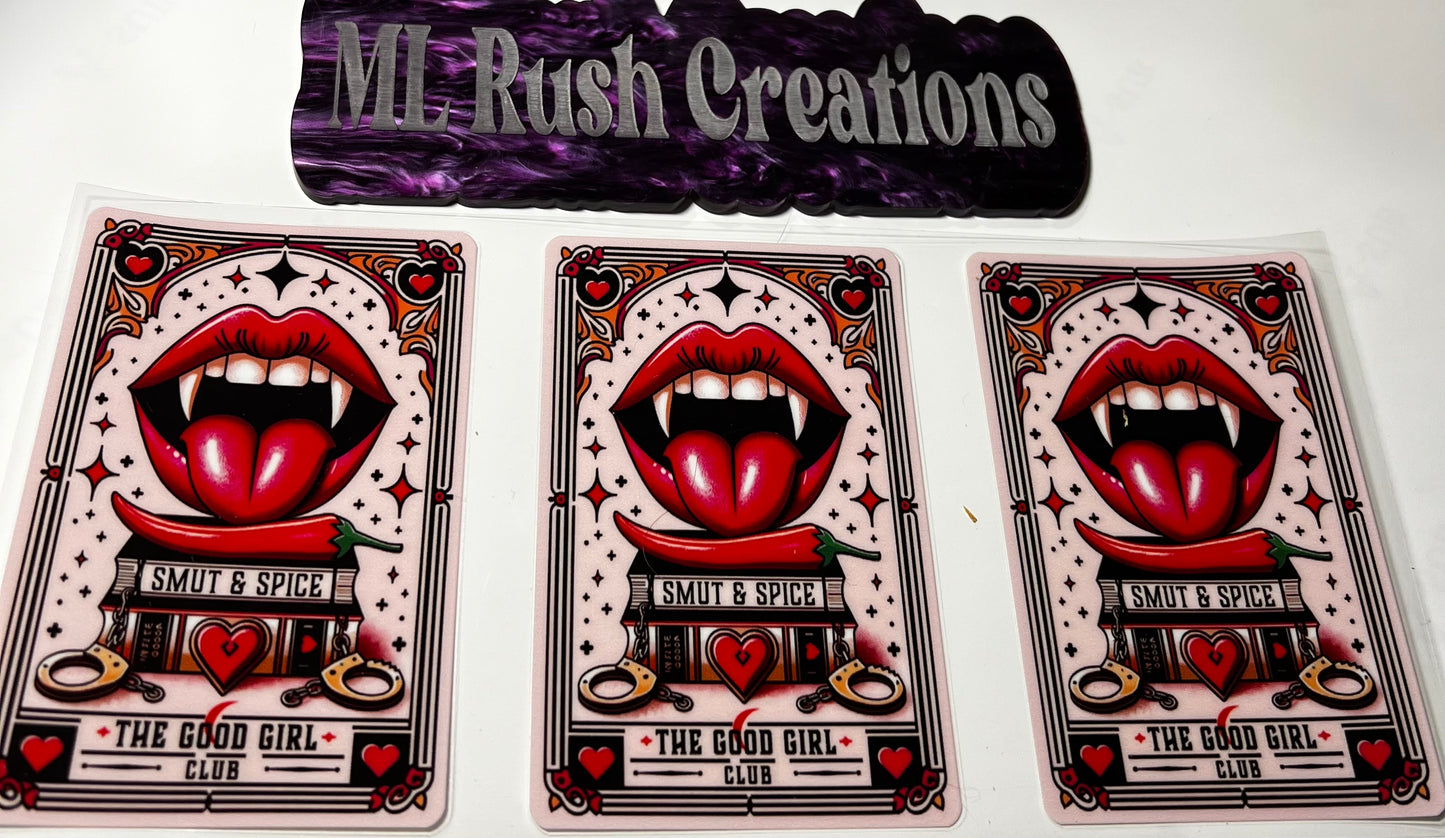 Good Girls Club Smut and Spicy with Vampire Mouth Decal
