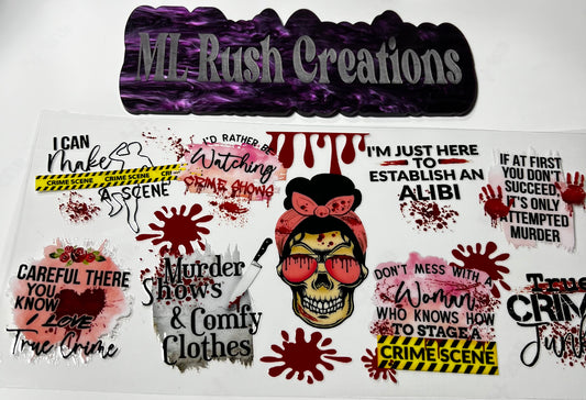 True Crime Decal with Multiple Sayings Decal