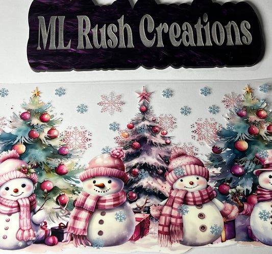 SNOWMEN PINK TREES DECAL