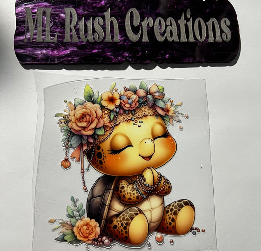 Turtle Floral Headband Decal