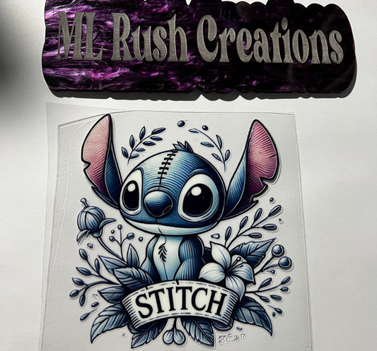 Blue Alien Floral Decal