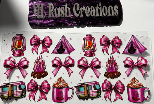 Pink Camping Bows Decal