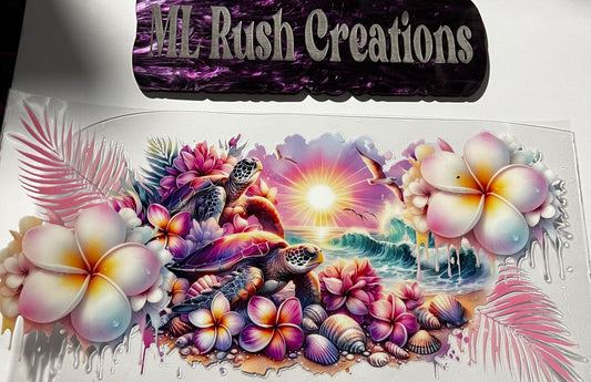 Turtle Lilly Flower Shells Decal