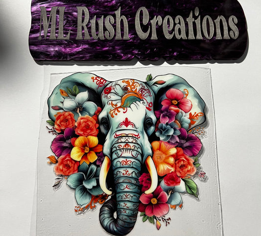 Elephant Floral Decal