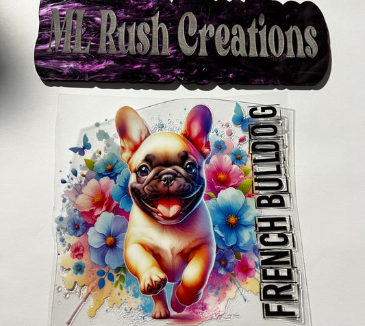 French Bulldog Floral Decal