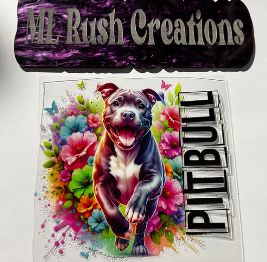 Pitbull Floral Decal