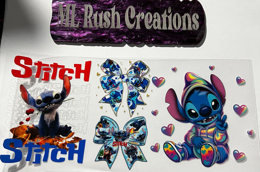 Blue Alien Bows Tye Dye Decal