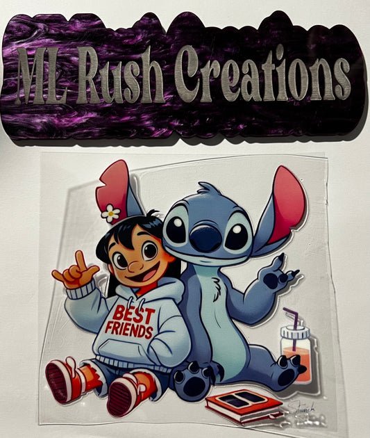 Blue Alien And Best Friend Girl Decal