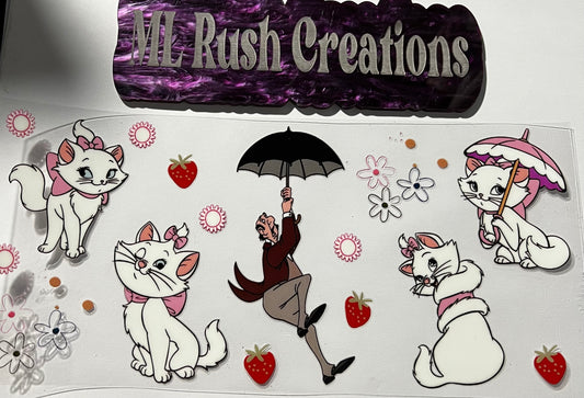 White and Pink Cat Decal