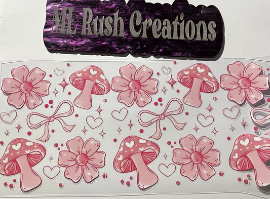 PINK MUSHROOMS FLOWERS BOWS