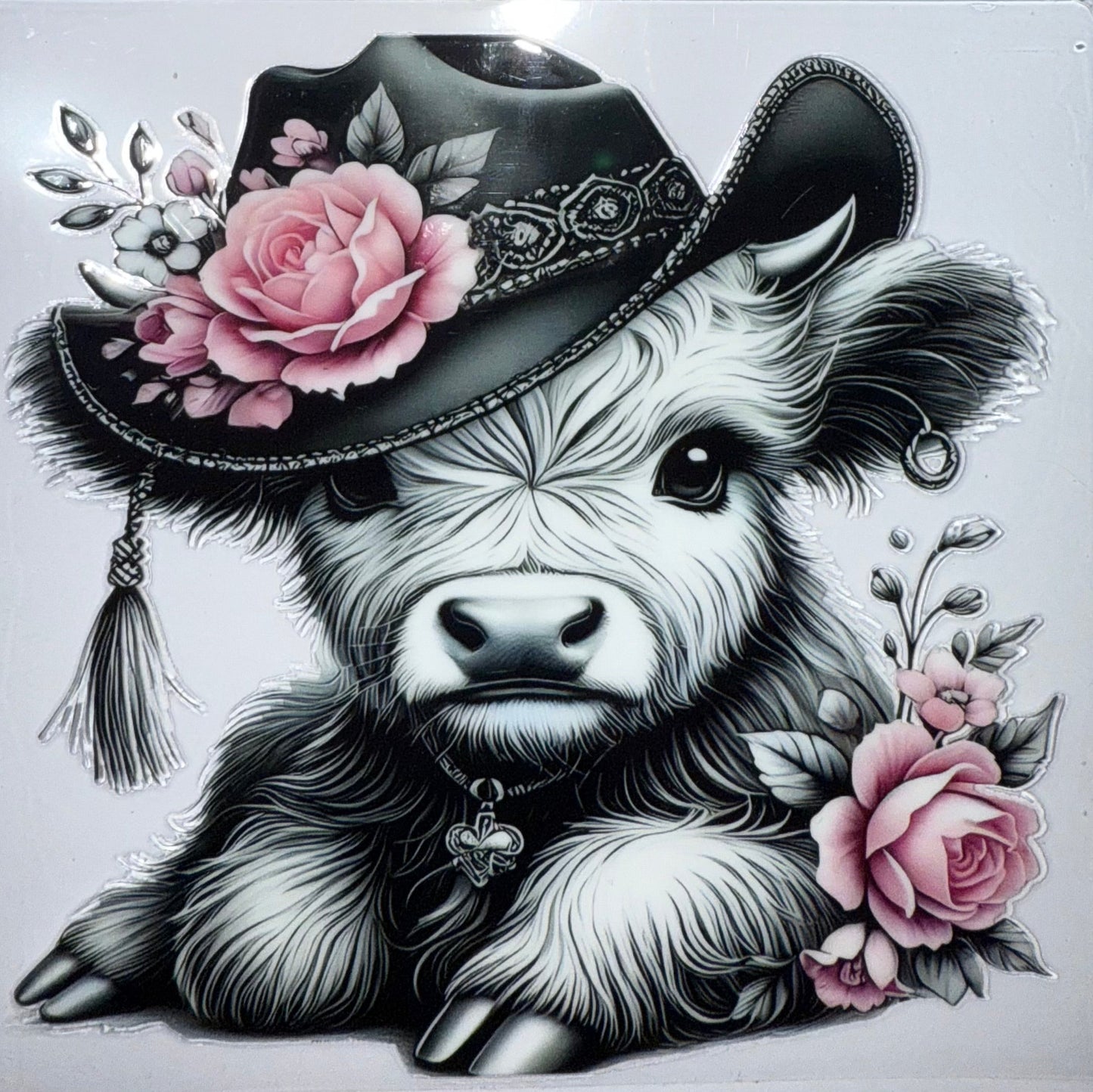 COW COWBOY HAT PINK FLOWER