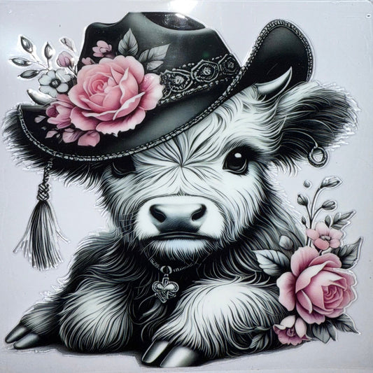 COW COWBOY HAT PINK FLOWER