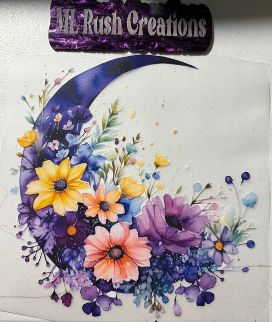 PURPLE MOON AND FLOWERS
