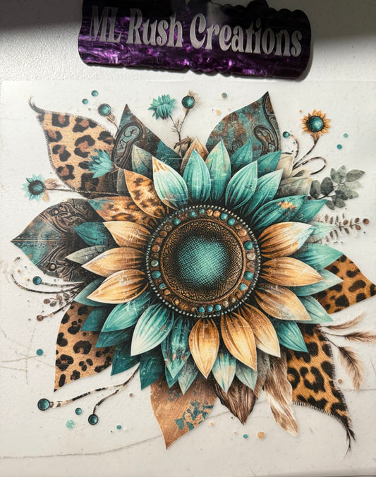 SUNFLOWER LEOPARD TEAL CREAM