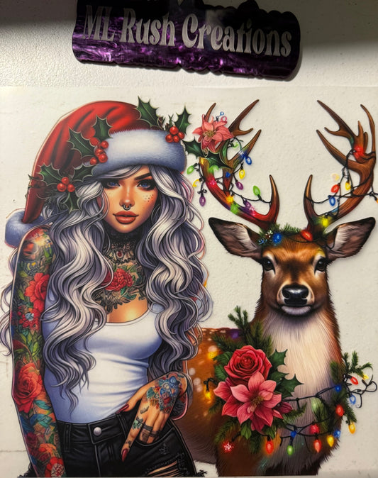TATTOO GIRL WITH REINDEER